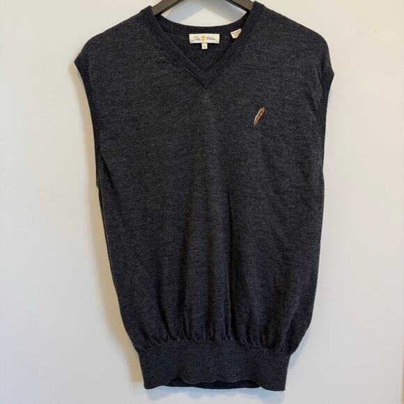 Peter Millar wool sweater vest Mens Size Large %100 extra fine merino Wool golf